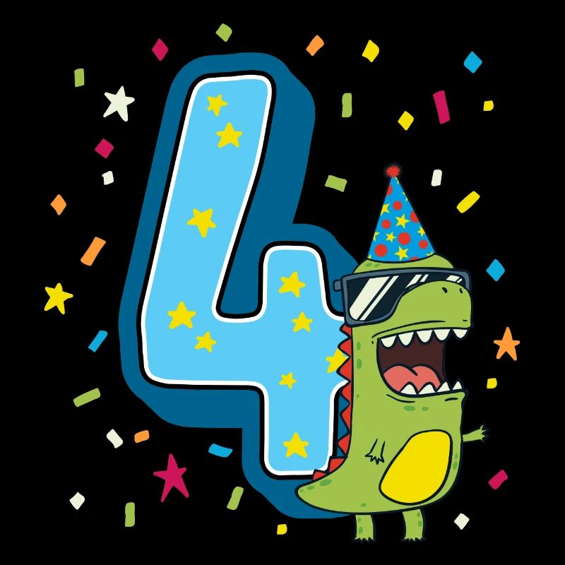 Vierter Geburtstag 4. Feier Dino T-Rex Vier Jahre