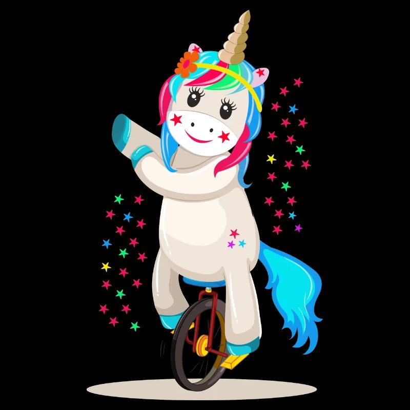 Einhorn Unicorn auf einem Einrad