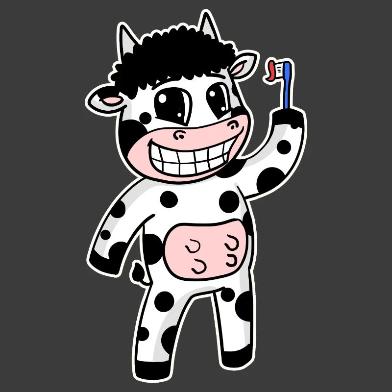 Vache avec brosse à dents