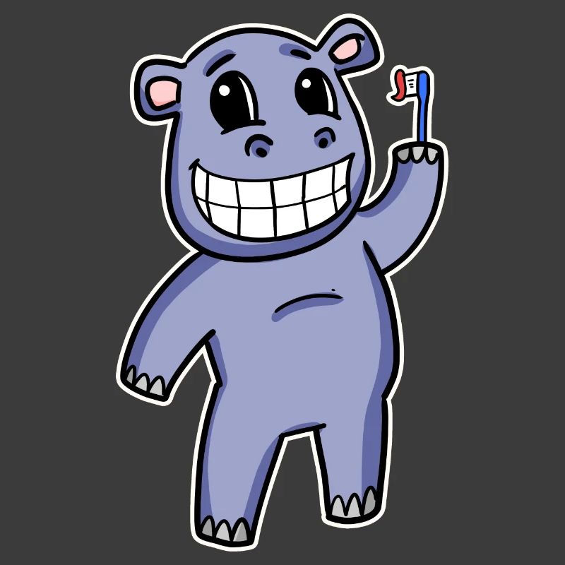 Hippopotame avec brosse à dents