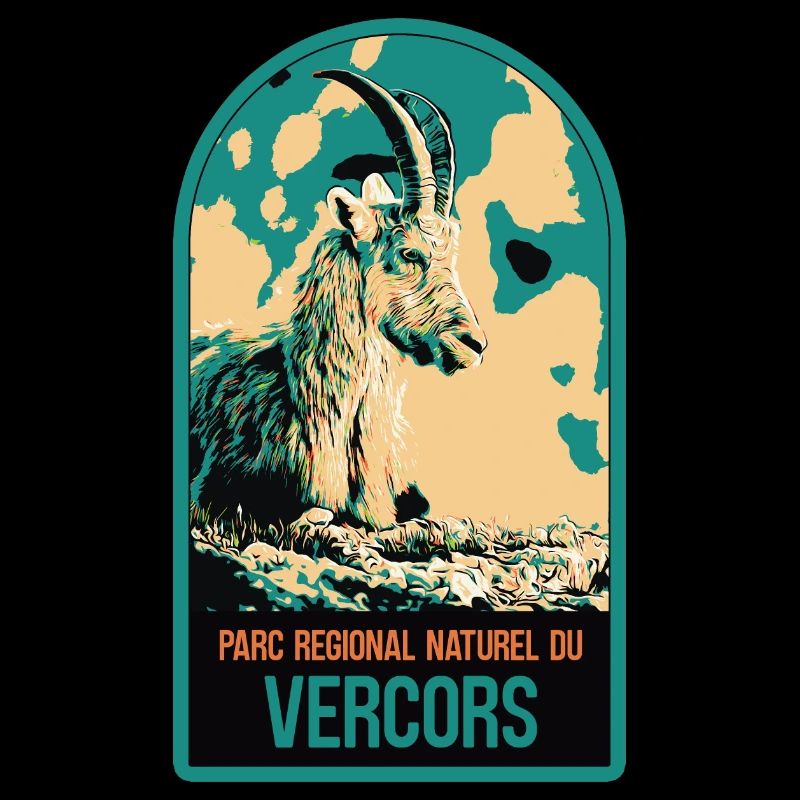 Illustration eines Steinbocks im Parc du Vercors