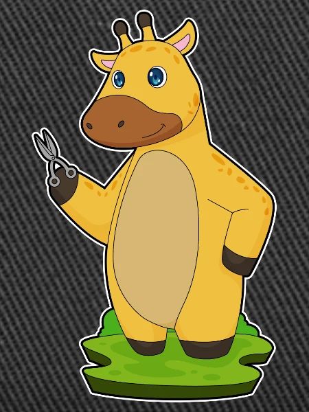 Giraffe Friseur Schere