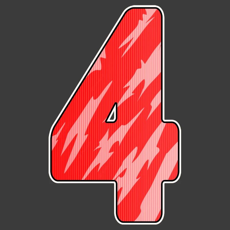 4 - Four Number Number Pattern Red