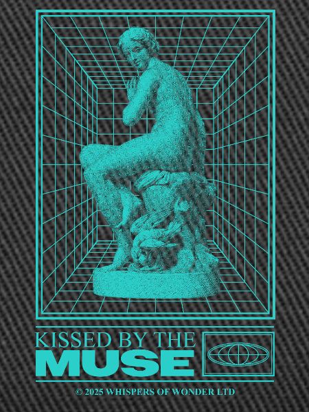 Neon statue in cyberspace