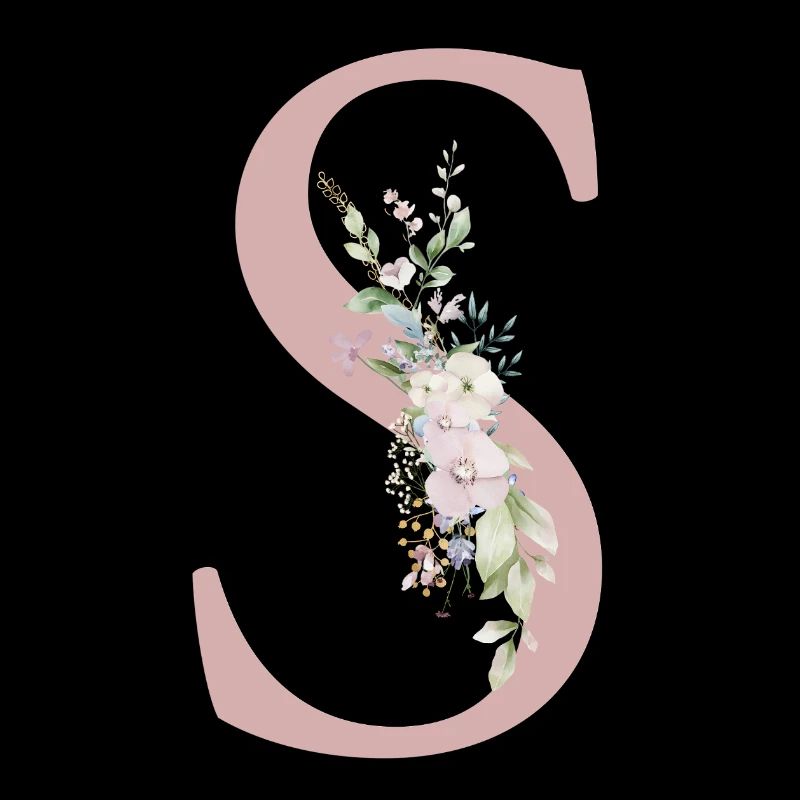 S Monogram, Floral, Personalizable