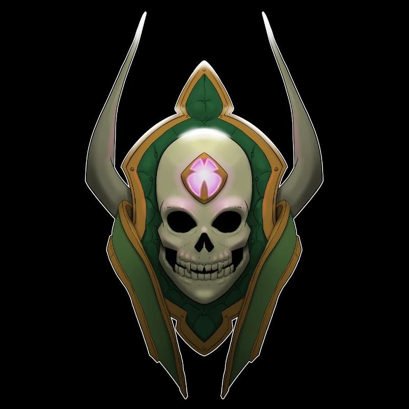 Dark Skull Emblem with Horns and Rune