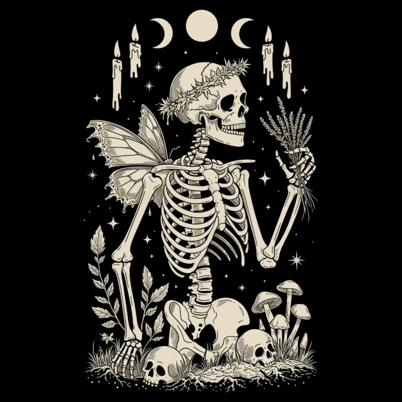 Fée squelette gothique avec phases de lune