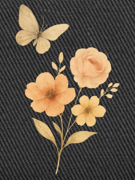Pastellblumen mit Schmetterling