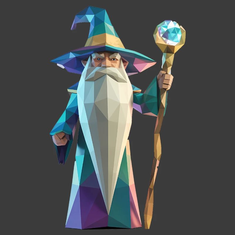 Wise Wizard - Cooles Low-Poly-Logo