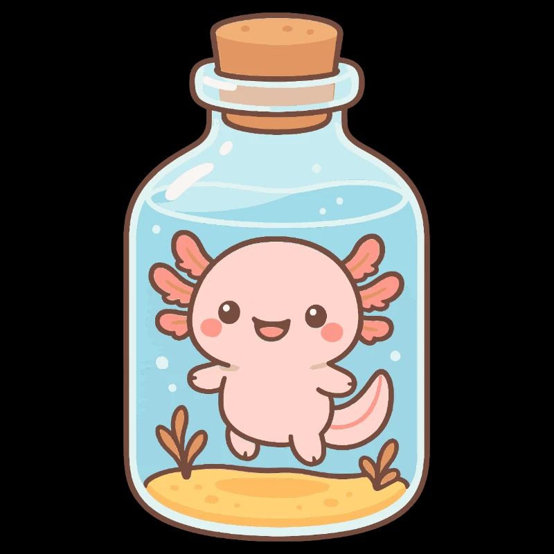 Magic Axolotl – Cute Creature in a Bottle