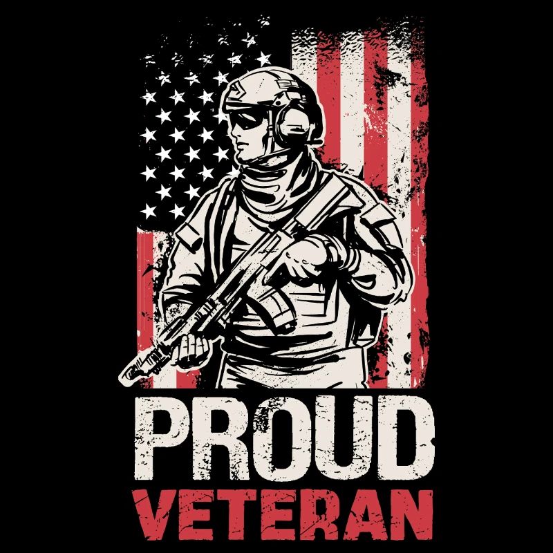 Proud veteran with US flag