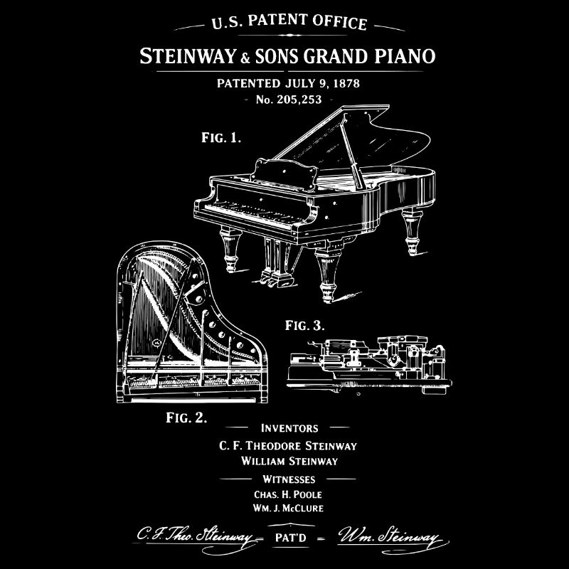 Plan de piano breveté vintage