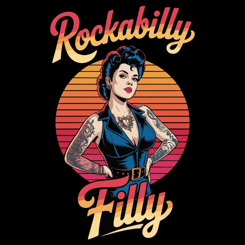 Vibrations rétro de pouliches rockabilly