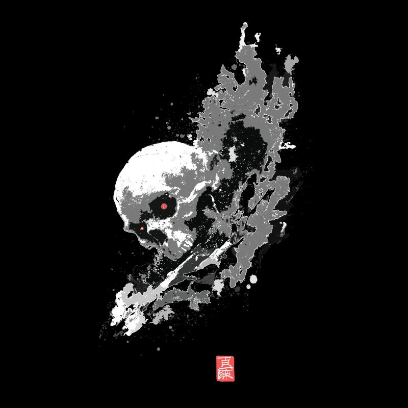 Gashadokuro – Sumi-e Yokai-Schädel