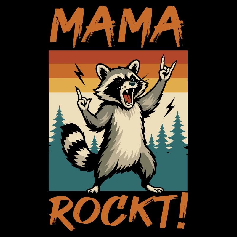 Waschbär Mutter Coole Rocker Mama