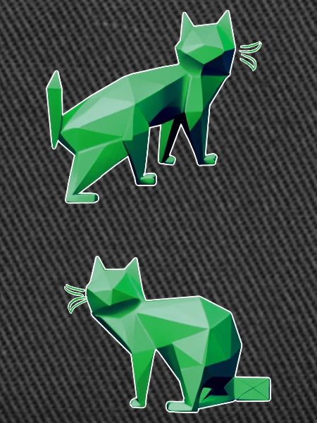 Green Geometry Cats Duo