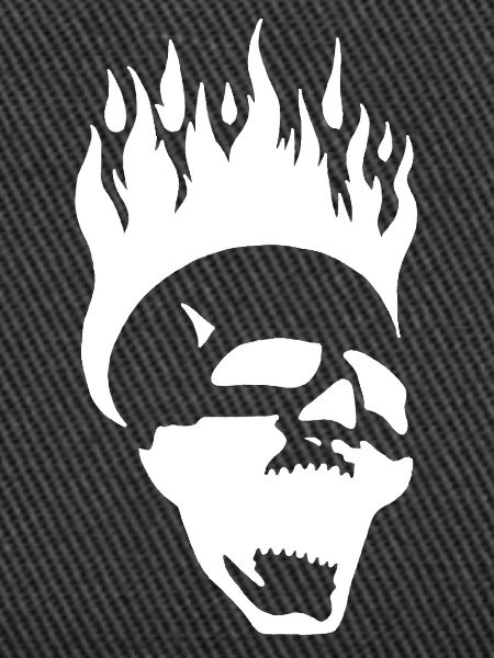 Flaming screaming skull (white)