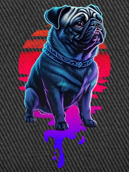 Retro Pug Dog Sunset