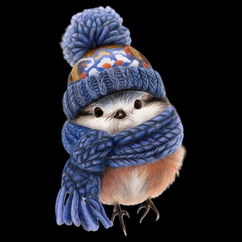 Oiseau d’hiver avec écharpe