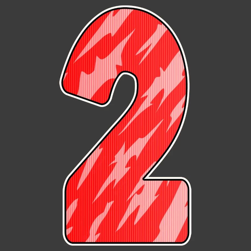 Two - 2 - Number Number Red Pattern