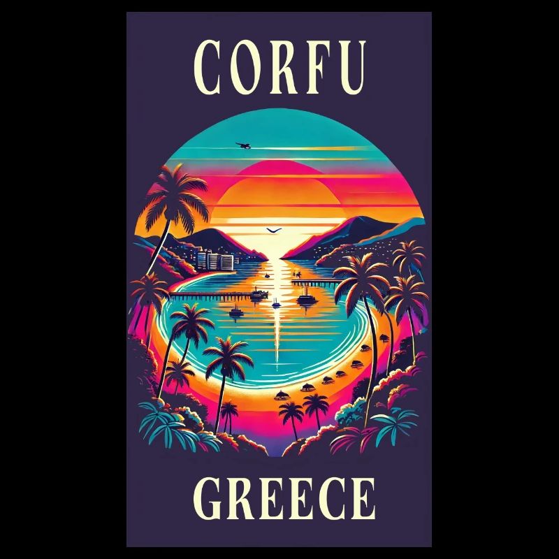 Design de coucher de soleil à Corfou en Grèce