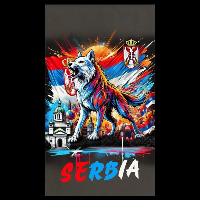 Conception du drapeau national du loup de Serbie