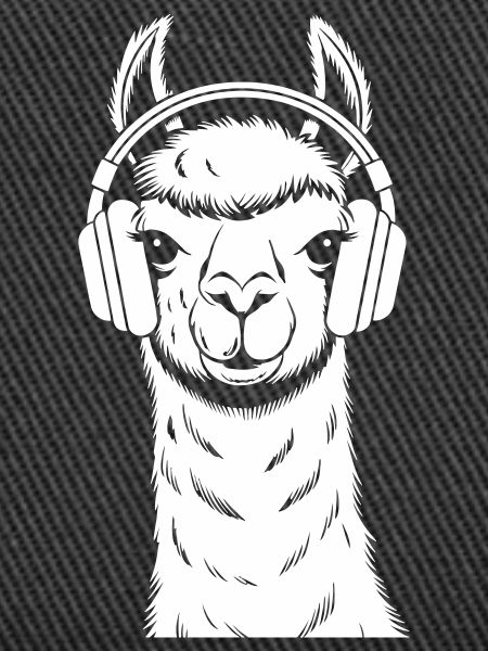 Cooles Lama mit Kopfhörern