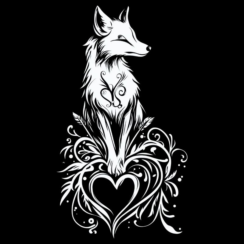 Mystischer Fuchs mit Herz und Flora