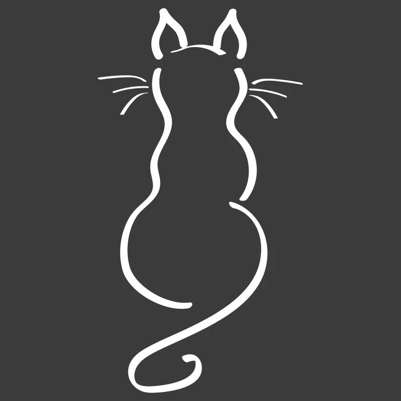 Cat Minimalist Line Back Plain