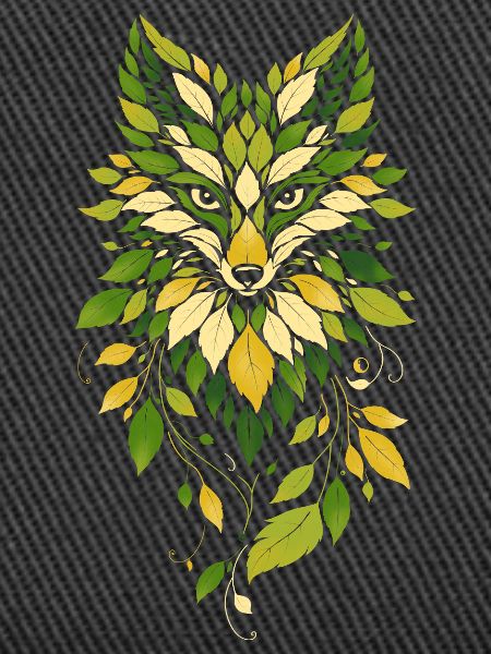 Leaves Fox Portrait