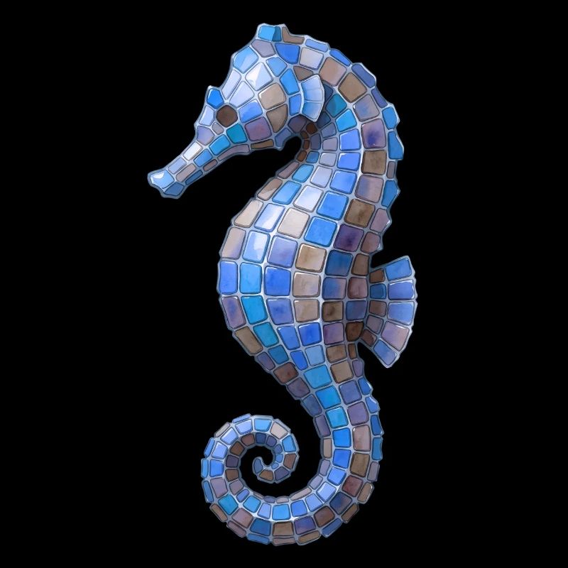 Mosaïque de l’hippocampe - Conception de la mer bleue