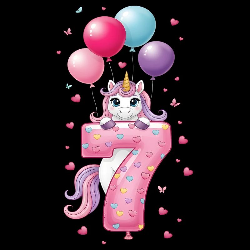 7 ans de fille adorable licorne 7e anniversaire