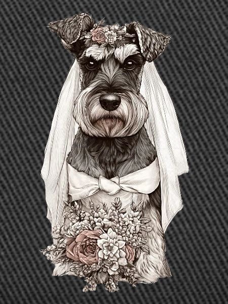 Schnauzer Braut mit Blumen