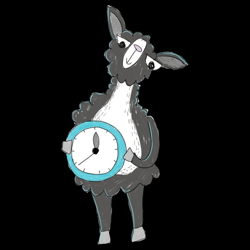 Lama mit Uhr