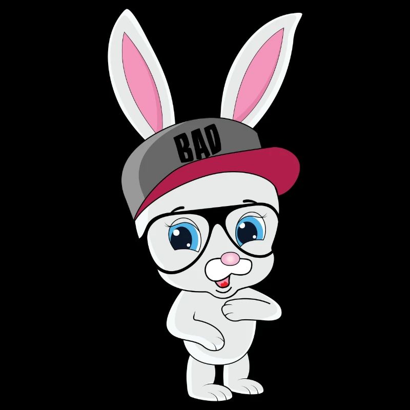 Cool bunny rabbit with cap and glasses