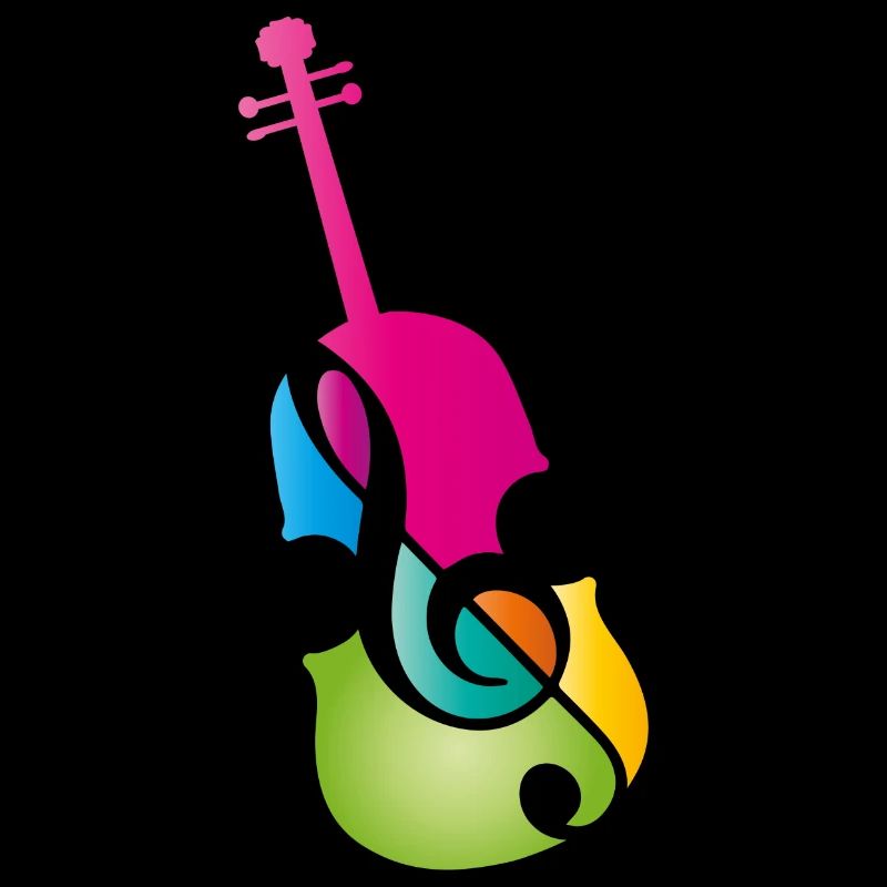 colorful stylized violin with violin clef