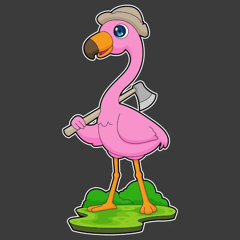Flamingo Holzfäller Axt Wald