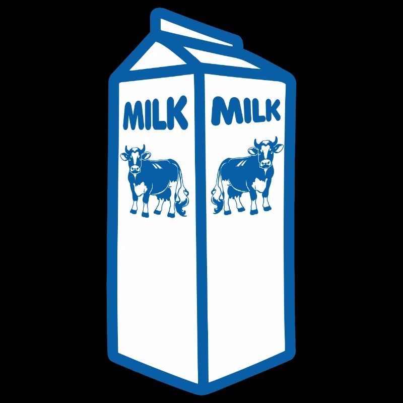 Blauer Milchkarton und Kuh-Design