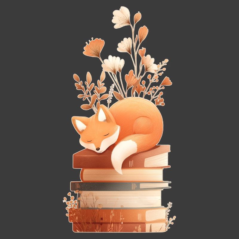 Fox on stack of books