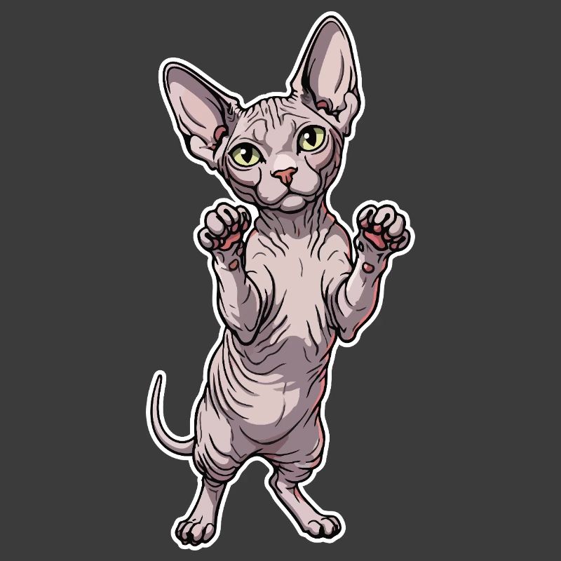Cute Sphynx Cat Standing Posture Portrait