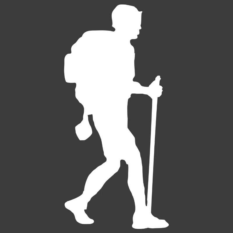 Hiker backpacker white