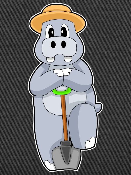 hippopotamus farmer shovel farm