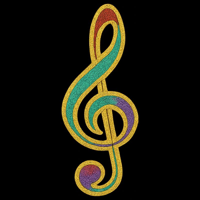 Conception de clé de sol scintillante colorée