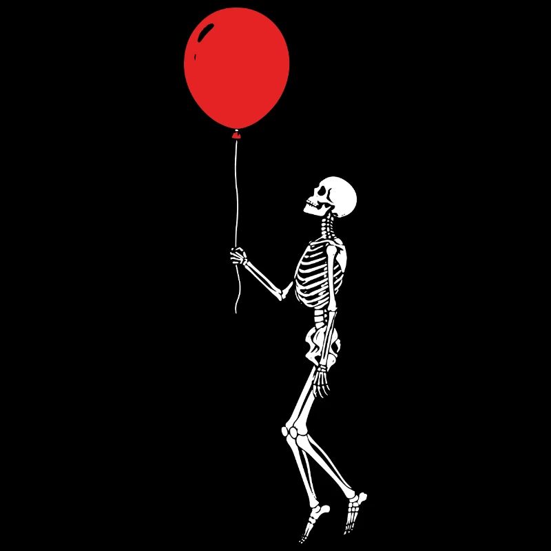 Skelett mit rotem Ballon