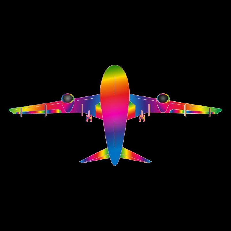 Plane in rainbow colours