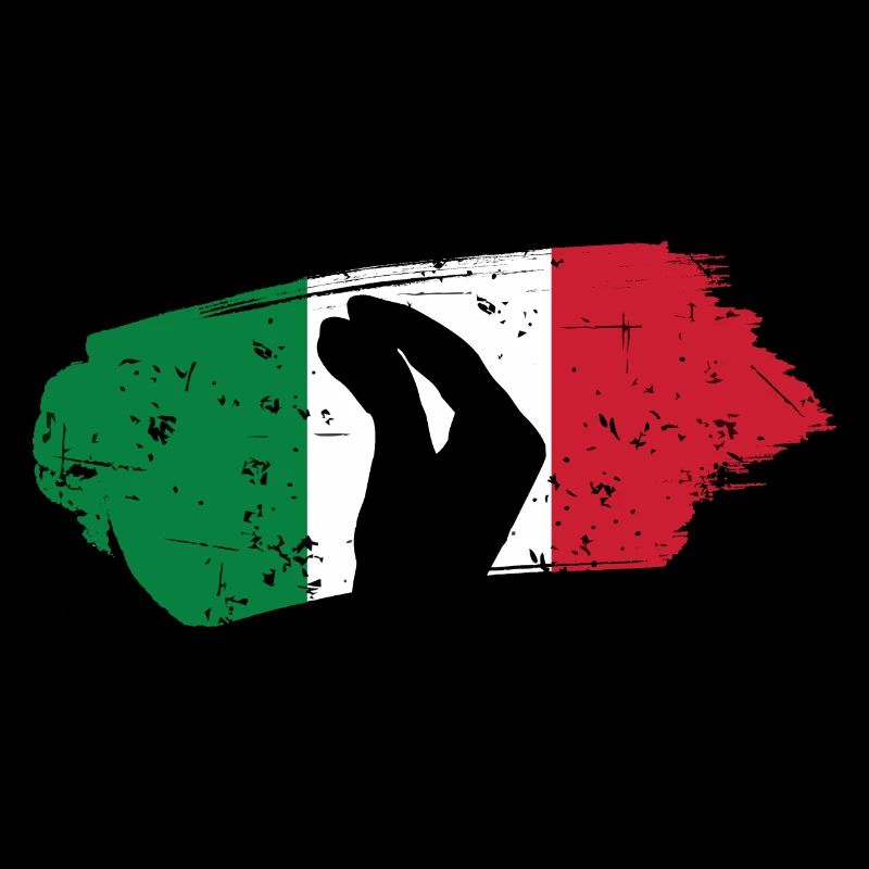 Silhouette main avec fond de drapeau italien