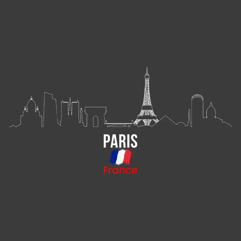 Paris Skyline Line Art