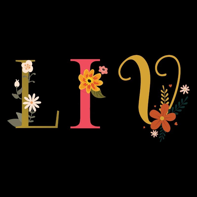 Nom LIV orné de fleurs