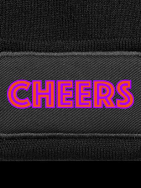 "Cheers" neon lettering