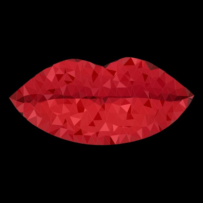 Intense Red Geometric Lips